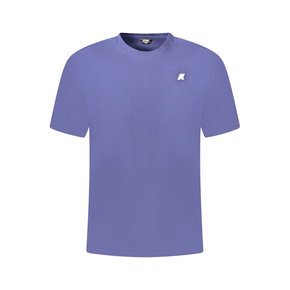 K-WAY Blue Cotton Men T-Shirt with logo, short sleeves, crafted for fashion-forward style, timeless elegance, premium cotton material.
