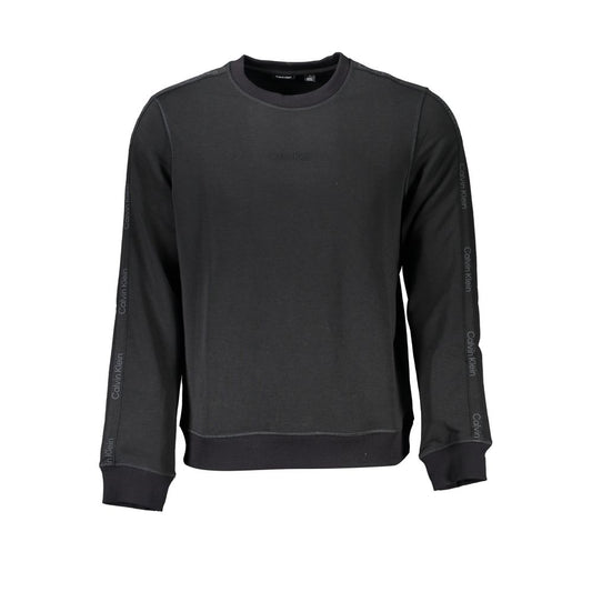 Calvin Klein Black Polyester Men Sweater showcasing urban sophistication and sleek athletic style.