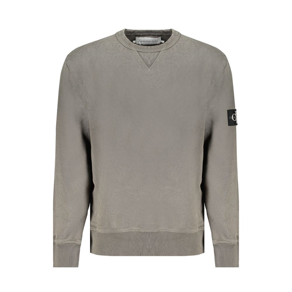 Calvin Klein Green Cotton Men Sweater - Crew neck design with iconic logo, made from 95% regenerative cotton. Stylish and eco-friendly choice.