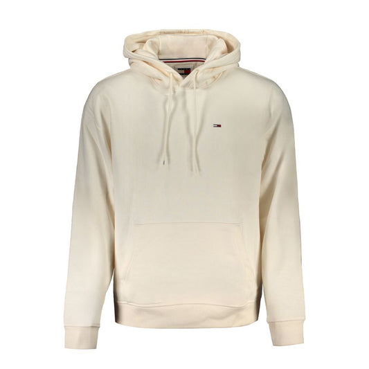 Tommy Hilfiger White Cotton Men Sweater with hood and central pocket.