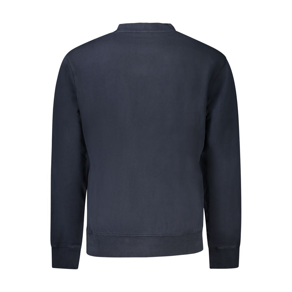 Back view of Hugo Boss Blue Cotton Men Sweater showcasing its stylish design and comfortable fit.