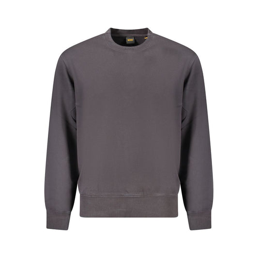 Hugo Boss Black Cotton Men Sweater showcasing sleek design and iconic embroidery, perfect for upscale loungewear. Organic cotton material.