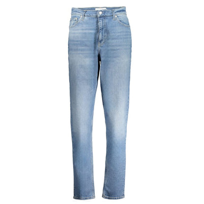 Calvin Klein Blue Cotton Women Jeans with vintage washed effect and logo embroidery, made with 20% recycled cotton.