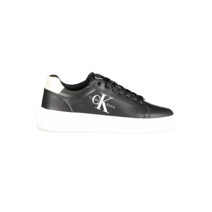 Calvin Klein Black Polyester Sneaker with laces, contrast details, logo print, made from recycled thermoplastic rubber.