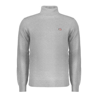 Norway 1963 Gray Polyester Sweater with turtleneck and embroidery logo, long sleeves, ideal for cozy comfort and style.