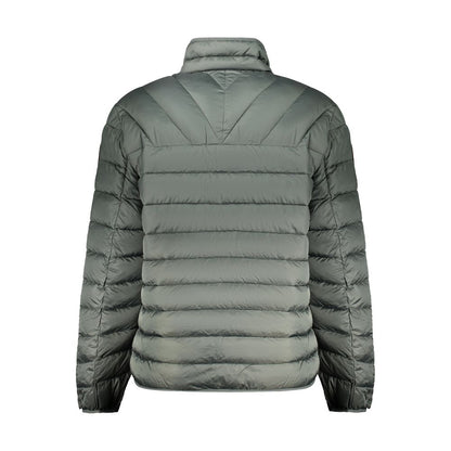 Back view of Napapijri Green Polyamide Men Jacket showcasing durable polyamide fabric and stylish quilted design.