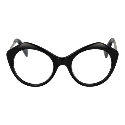 Yohji Yamamoto Black Women Glasses Frame in butterfly style, acetate material, full-rim, size 51-20-140, includes branded soft case.
