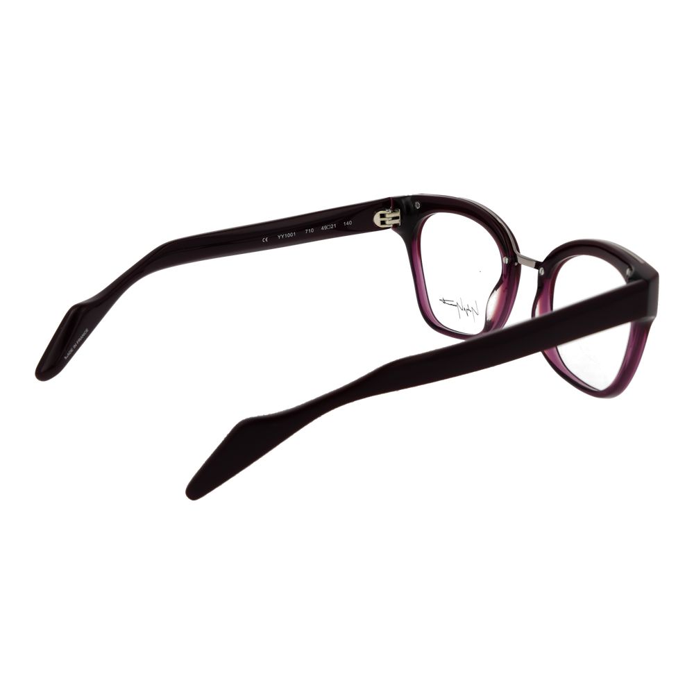 Yohji Yamamoto Purple Women Glasses Frame in acetate with full-rim butterfly style, demo lenses, size 49-21-140.