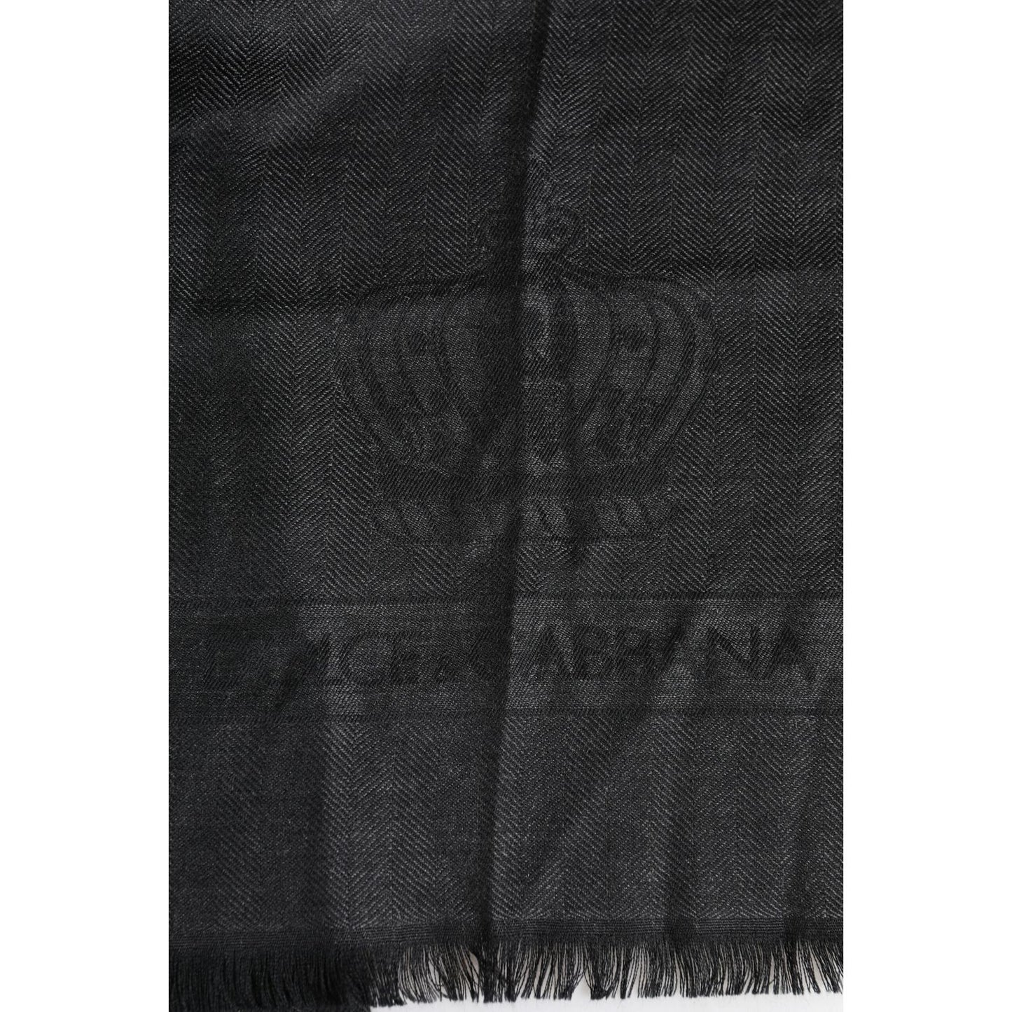 Dolce & Gabbana Dark Gray Cashmere Fringes Neck Warmer Scarf