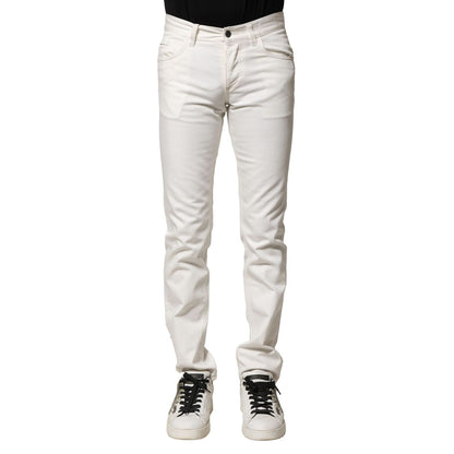 Dolce & Gabbana White Cotton Skinny Men Denim Jeans
