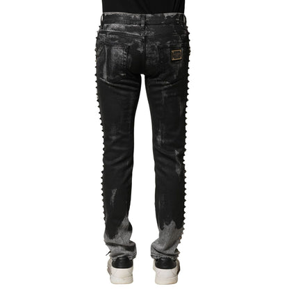 Dolce & Gabbana Black Washed Embellished Skinny Denim Jeans
