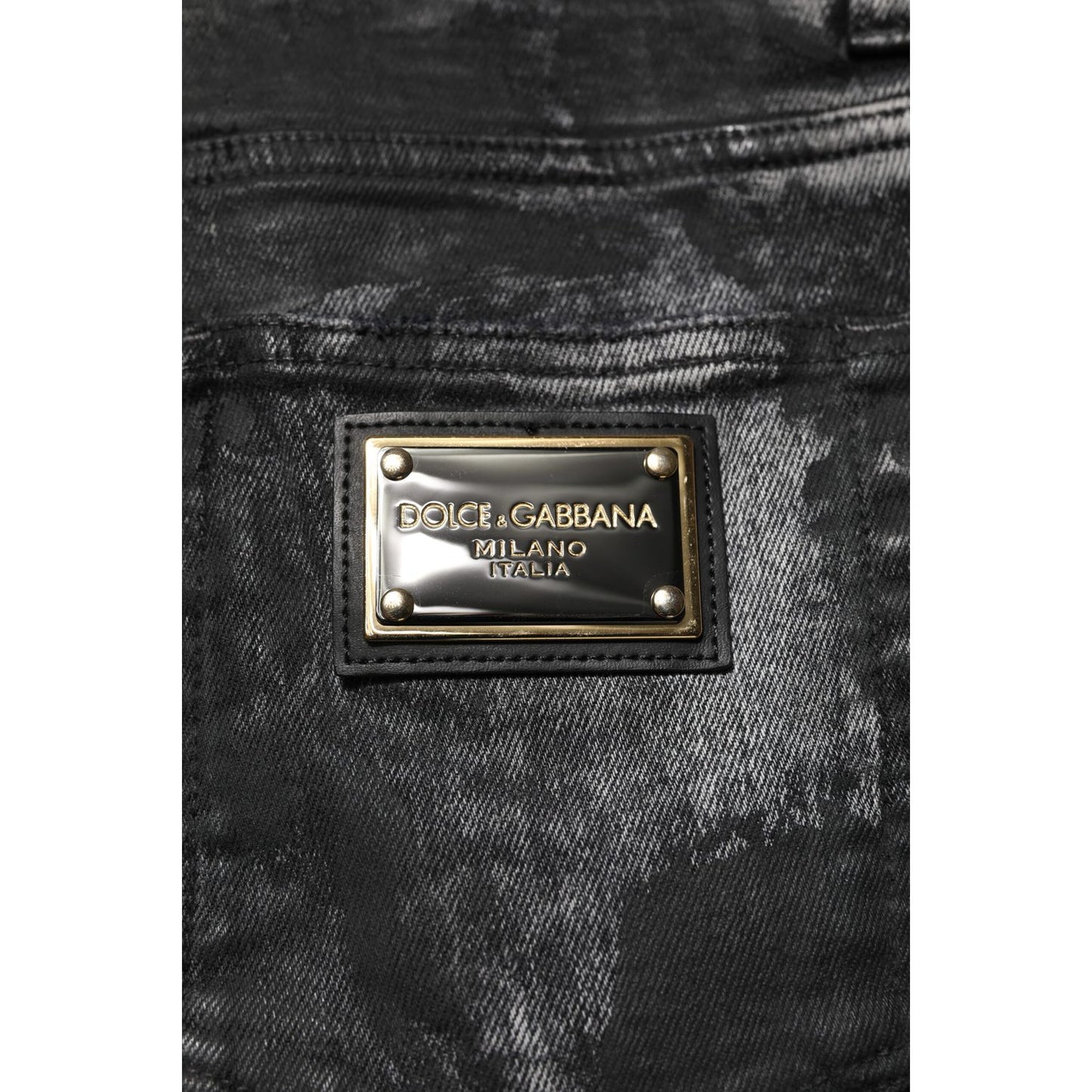 Dolce & Gabbana Black Washed Embellished Skinny Denim Jeans