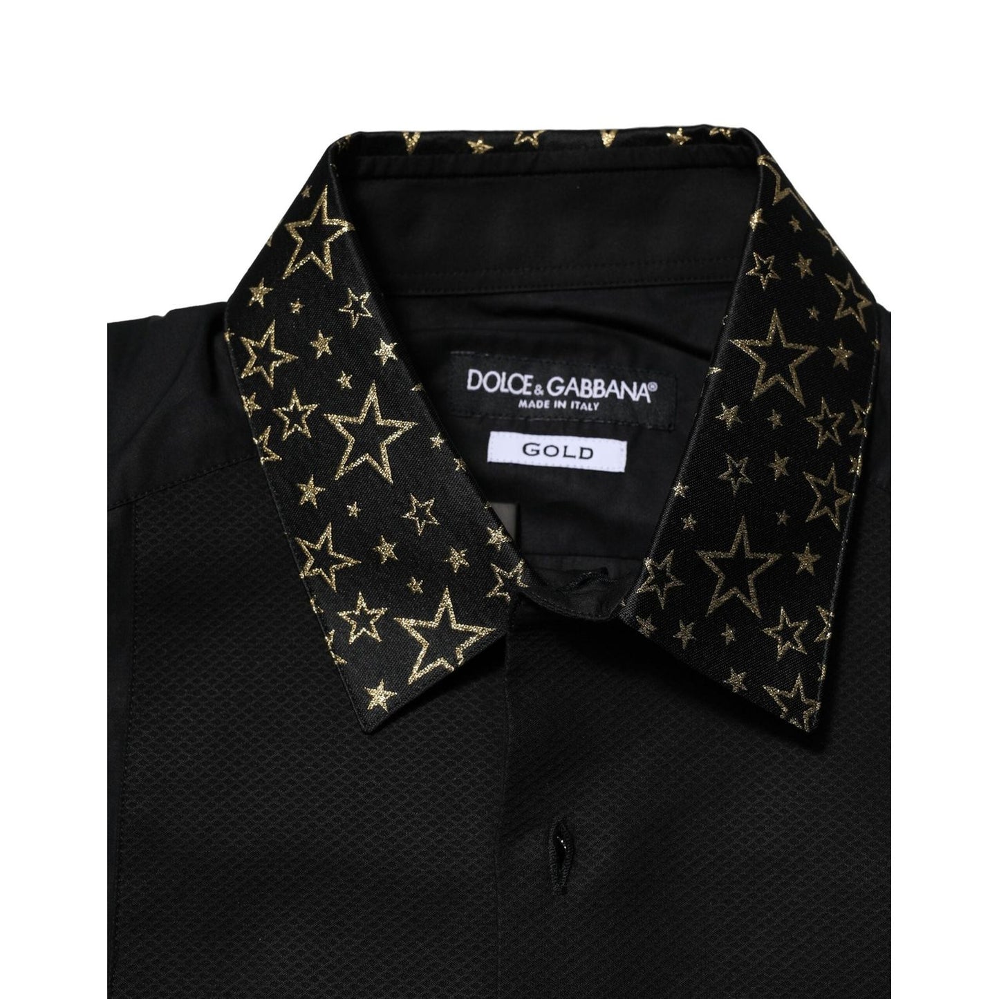 Dolce & Gabbana Black Cotton GOLD Long Sleeves Dress Shirt