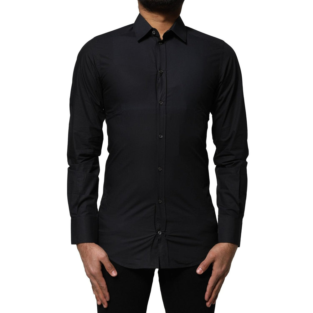 Dolce & Gabbana Black Cotton GOLD Long Sleeves Dress Shirt TSH87832-37