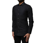 Dolce & Gabbana Black Cotton GOLD Long Sleeves Dress Shirt TSH87832-37