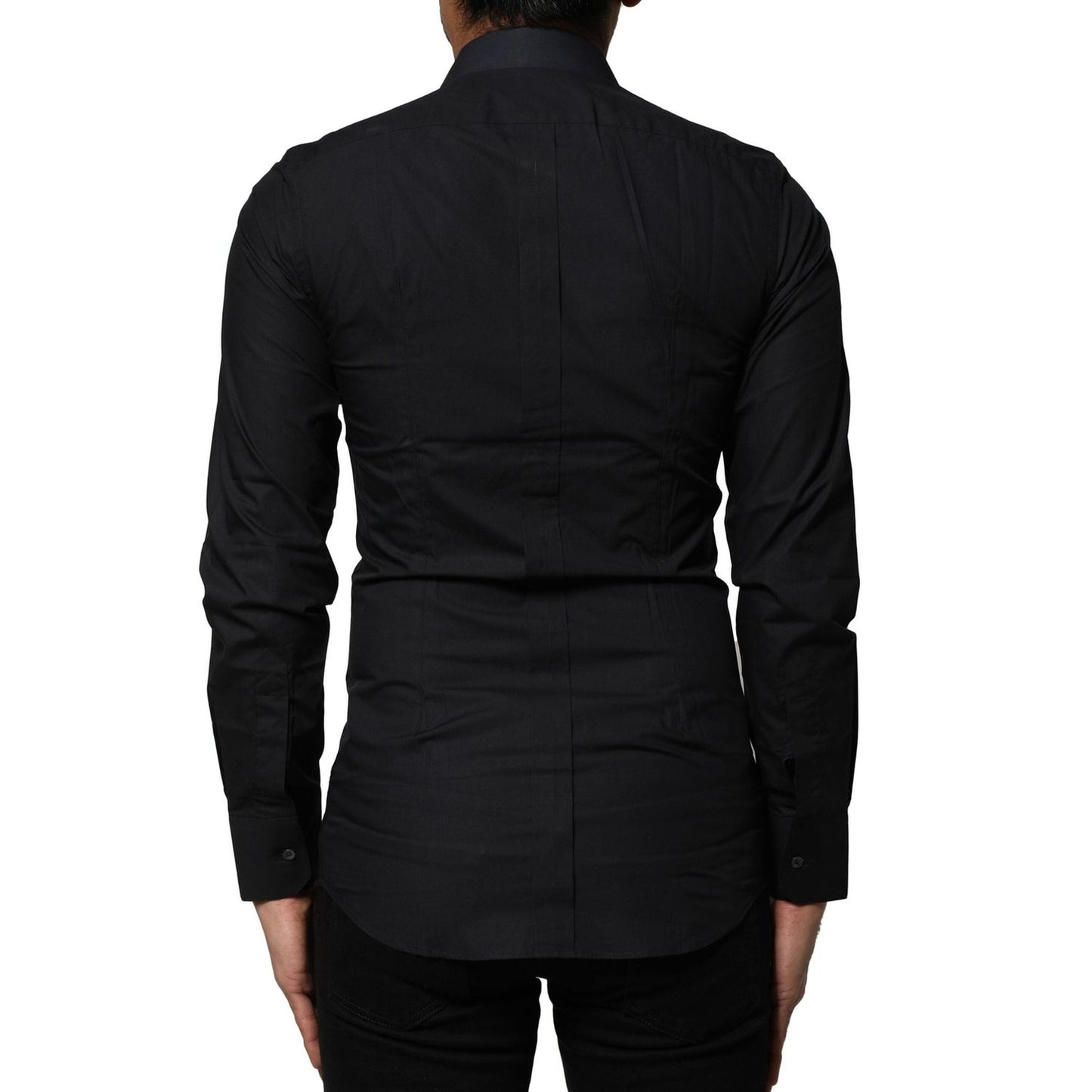 Dolce & Gabbana Black Cotton GOLD Long Sleeves Dress Shirt TSH87832-37