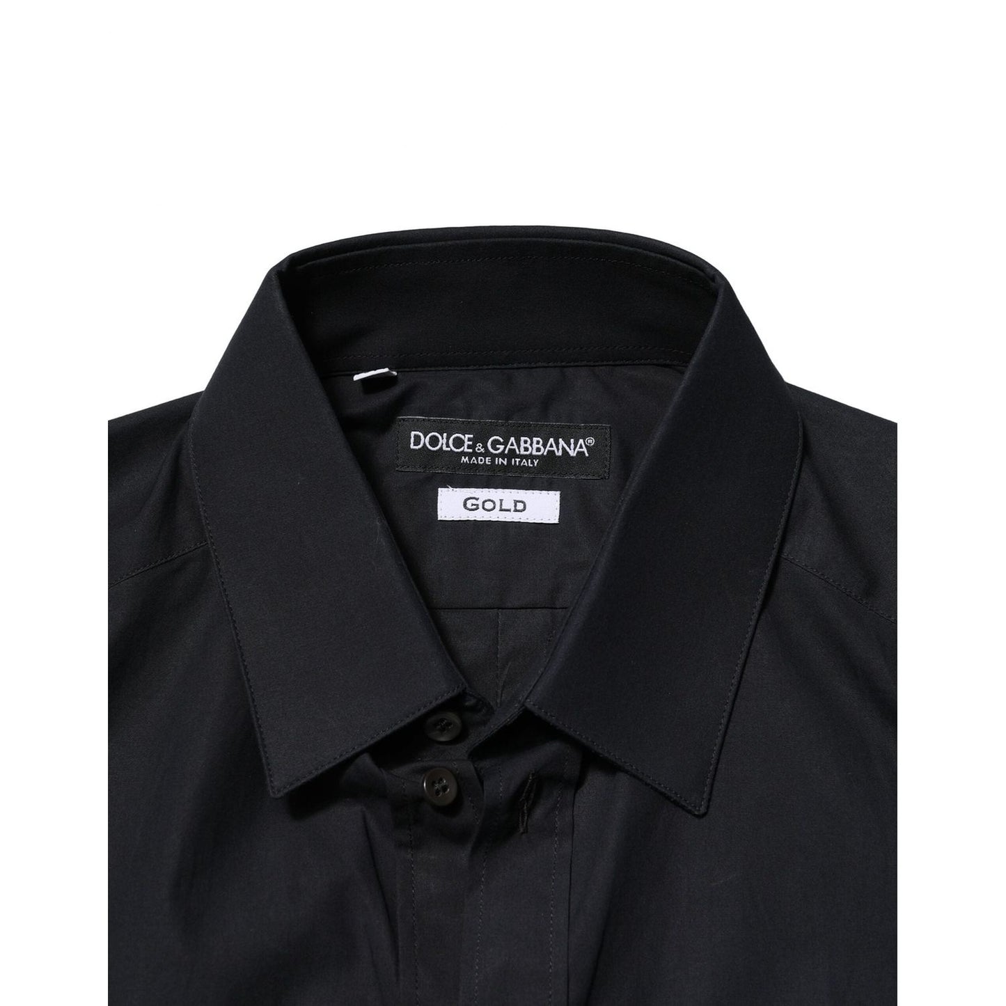 Dolce & Gabbana Black Cotton GOLD Long Sleeves Dress Shirt TSH87832-37