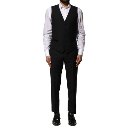 Dolce & Gabbana Black Wool 3 Piece Single Breasted Suit