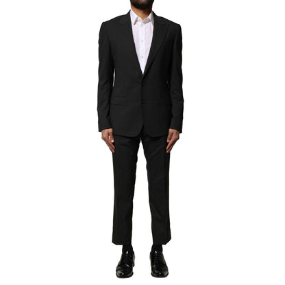 Dolce & Gabbana Black Wool 2 Piece Single Breasted Suit
