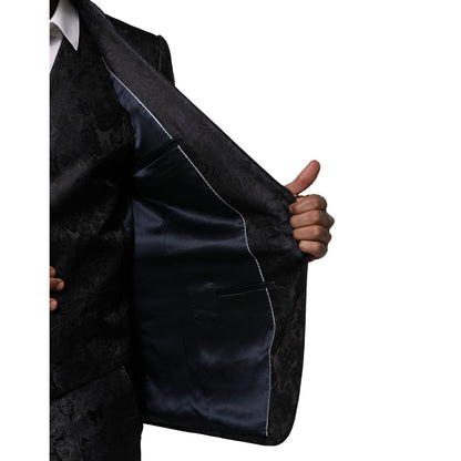 Dolce & Gabbana Black Jacquard 3 Piece Single Breasted Suit