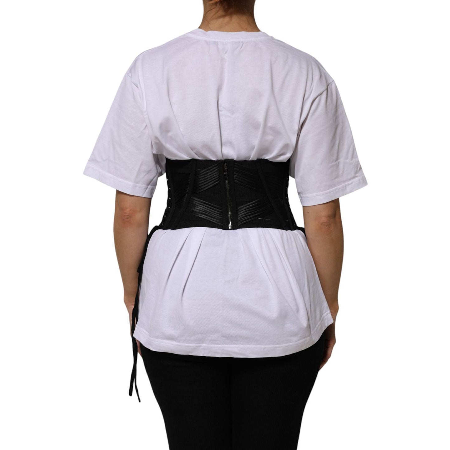 Dolce & Gabbana Black Cotton Waist LaceUp Strap Corset Belt