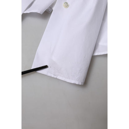 Dolce & Gabbana White Cotton Collared Short Sleeves Top