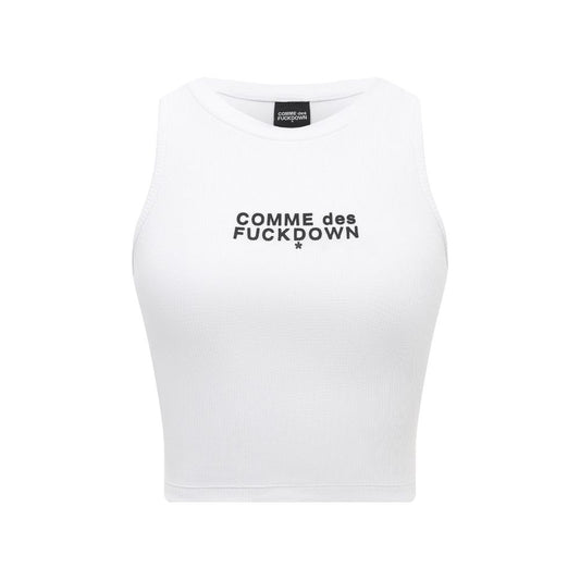 Comme Des Fuckdown White Cotton Women Cropped T-Shirt