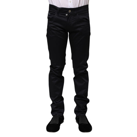 Dolce & Gabbana Black Cotton Skinny Mid Waist Pants