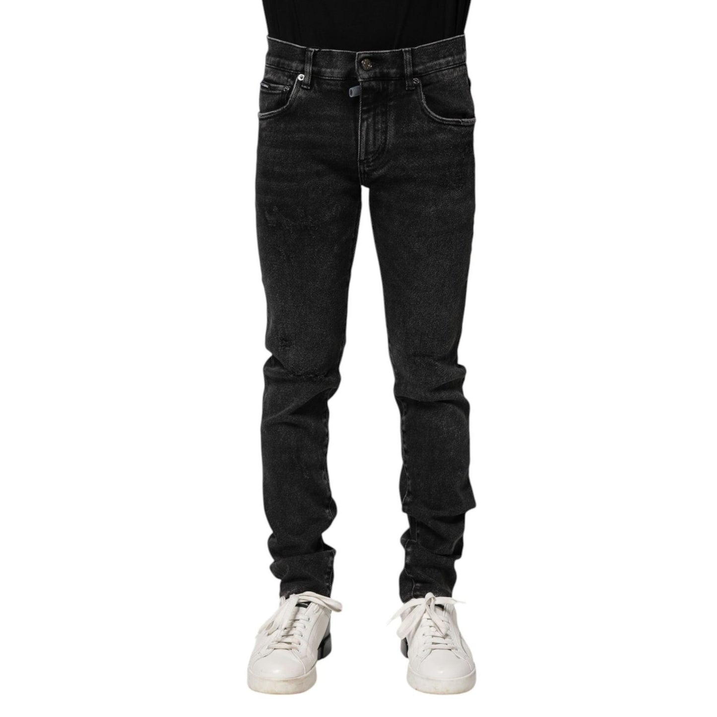 Dolce & Gabbana Black Cotton Skinny Men Denim Jeans