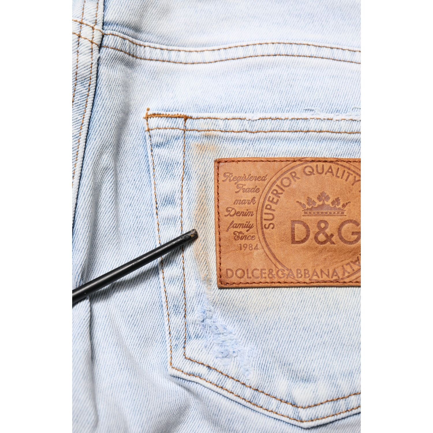 Dolce & Gabbana Light Blue Tattered Skinny Denim Jeans
