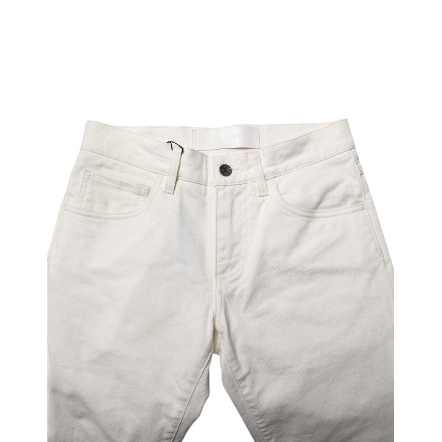 Dolce & Gabbana White Cotton Skinny Men Denim Jeans