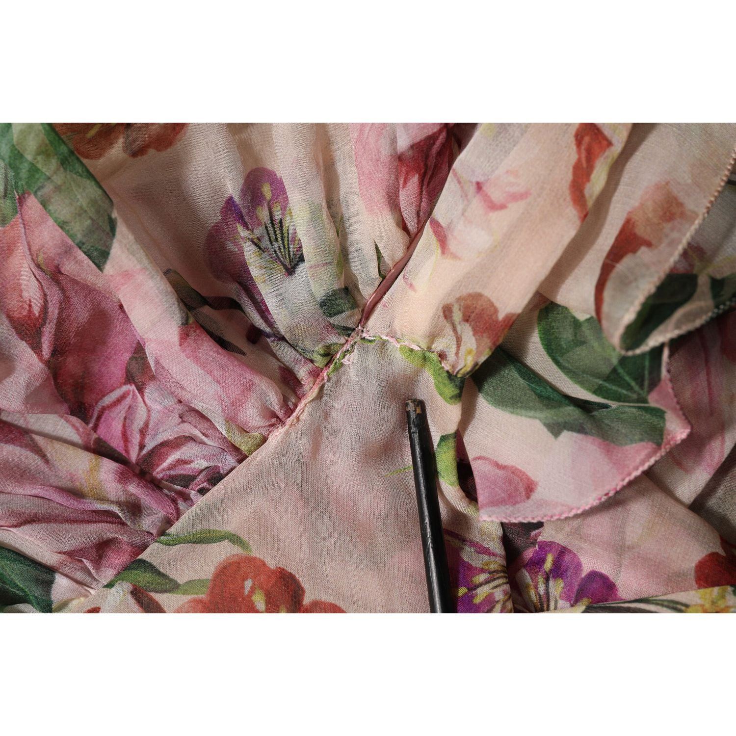 Dolce & Gabbana Pink Floral Print Tiered Long Maxi Dress