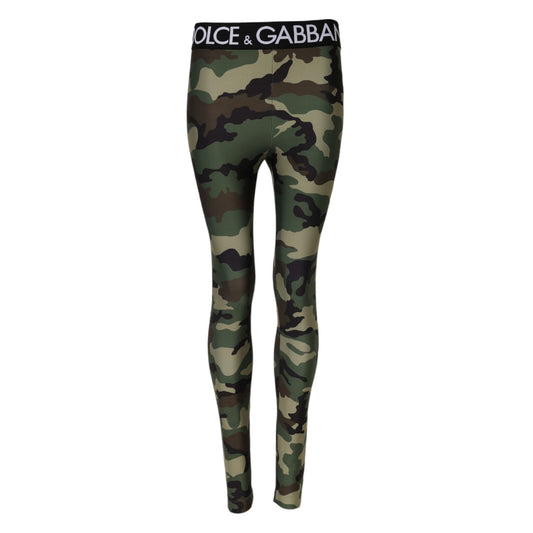 Dolce & Gabbana Multicolor Camouflage DG Waist Leggings Pants