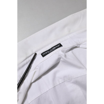 Dolce & Gabbana White Cotton Collared Long Sleeves Top Shirt