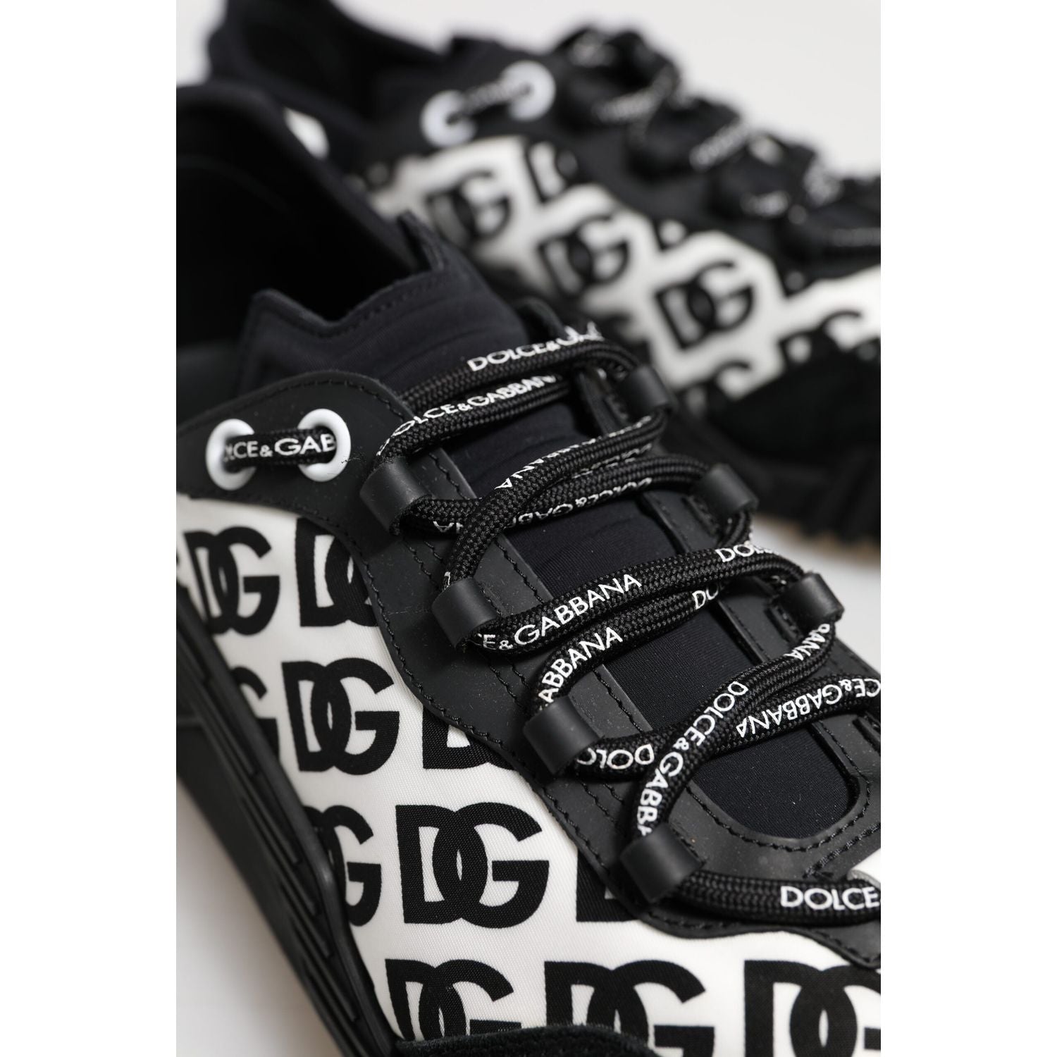 Dolce & Gabbana Black Logo Lace Up Low Top NS1 Sneakers Shoes