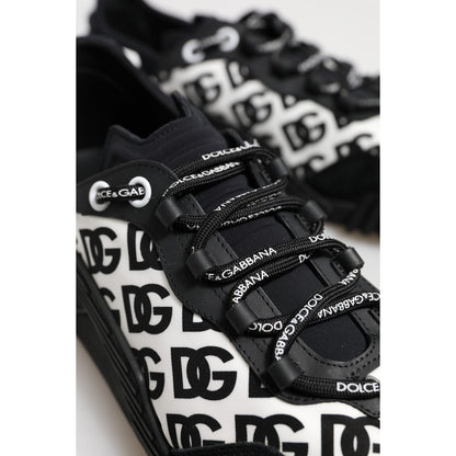 Dolce & Gabbana Black Logo Lace Up Low Top NS1 Sneakers Shoes