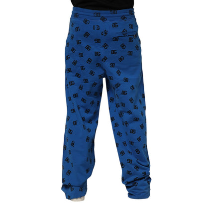 Dolce & Gabbana Blue Logo Print Jogger Men Sweatpants Pants
