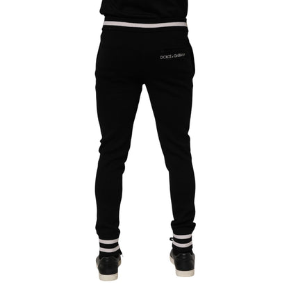 Dolce & Gabbana Black Cotton Men Jogger Sweatpants Pants