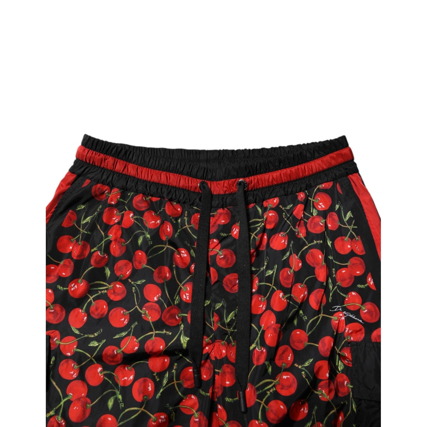 Dolce & Gabbana Black Red Cherry Print Men Sweatpants Pants