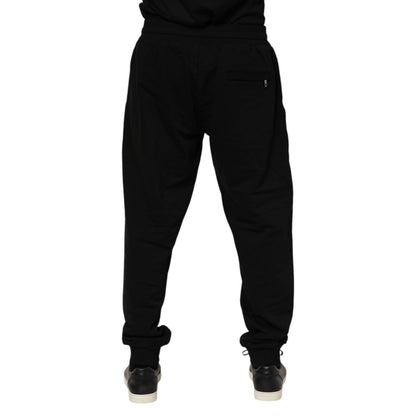 Dolce & Gabbana Black Cotton Logo Tape Men Jogger Pants