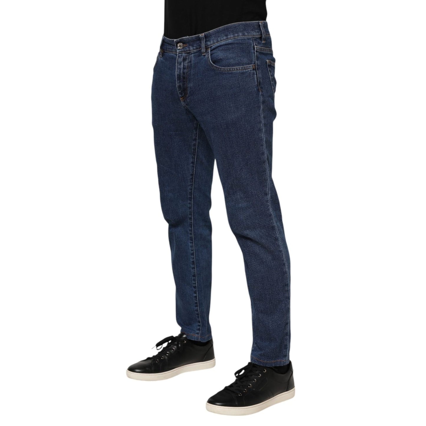 Dolce & Gabbana Blue Cotton Logo Skinny Denim Jeans