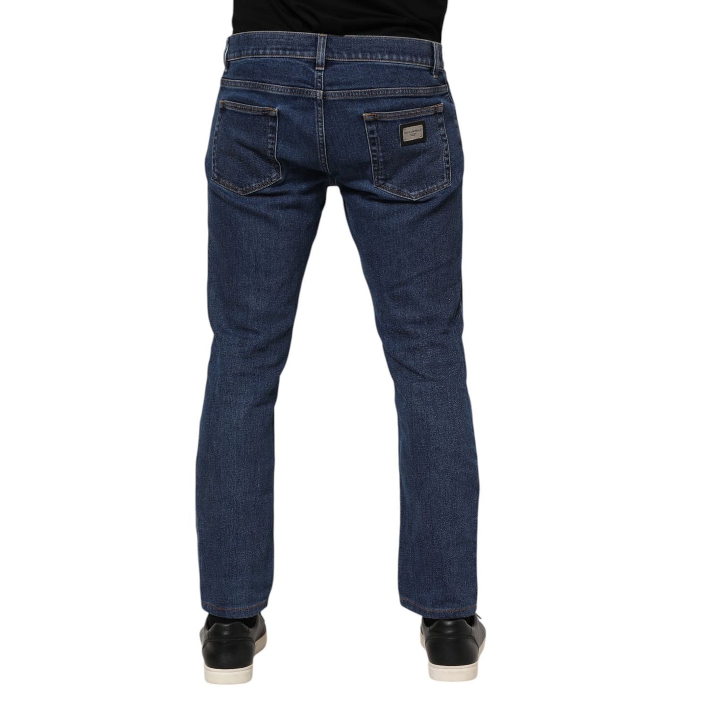 Dolce & Gabbana Blue Cotton Logo Skinny Denim Jeans