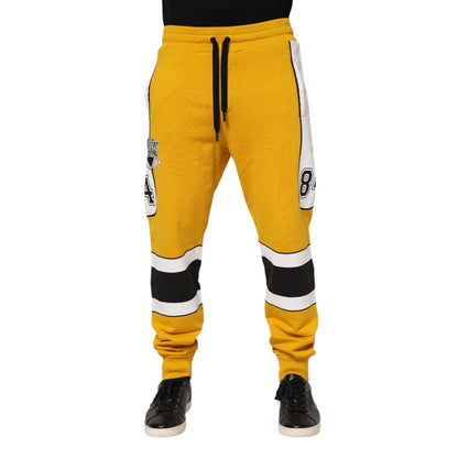 Dolce & Gabbana Yellow Print Cotton Drawstring Jogger Pants