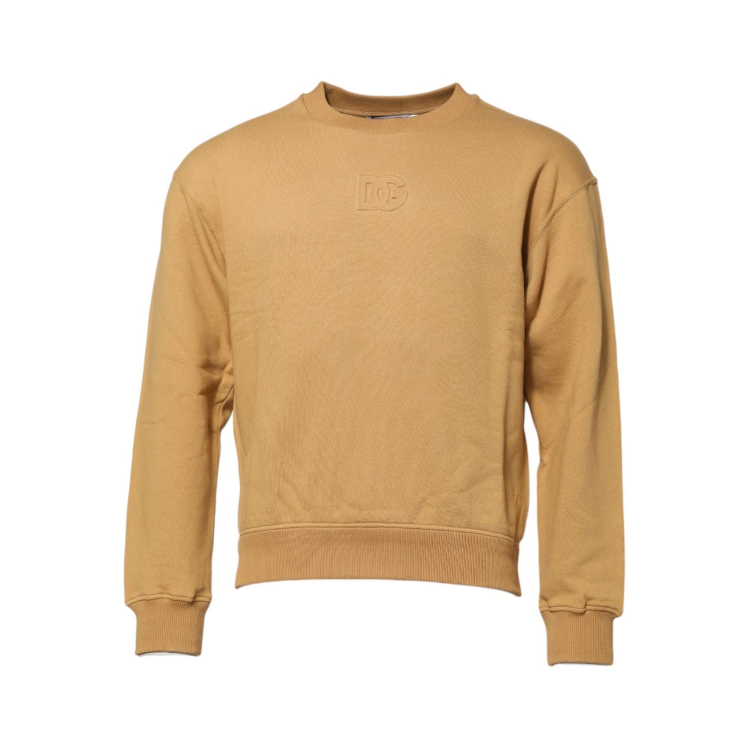 Dolce & Gabbana Mustard Cotton DG Embossed Pullover Sweater