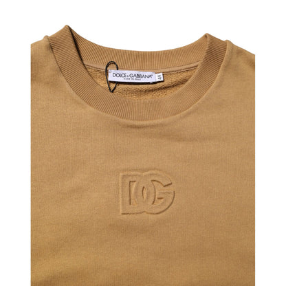 Dolce & Gabbana Mustard Cotton DG Embossed Pullover Sweater