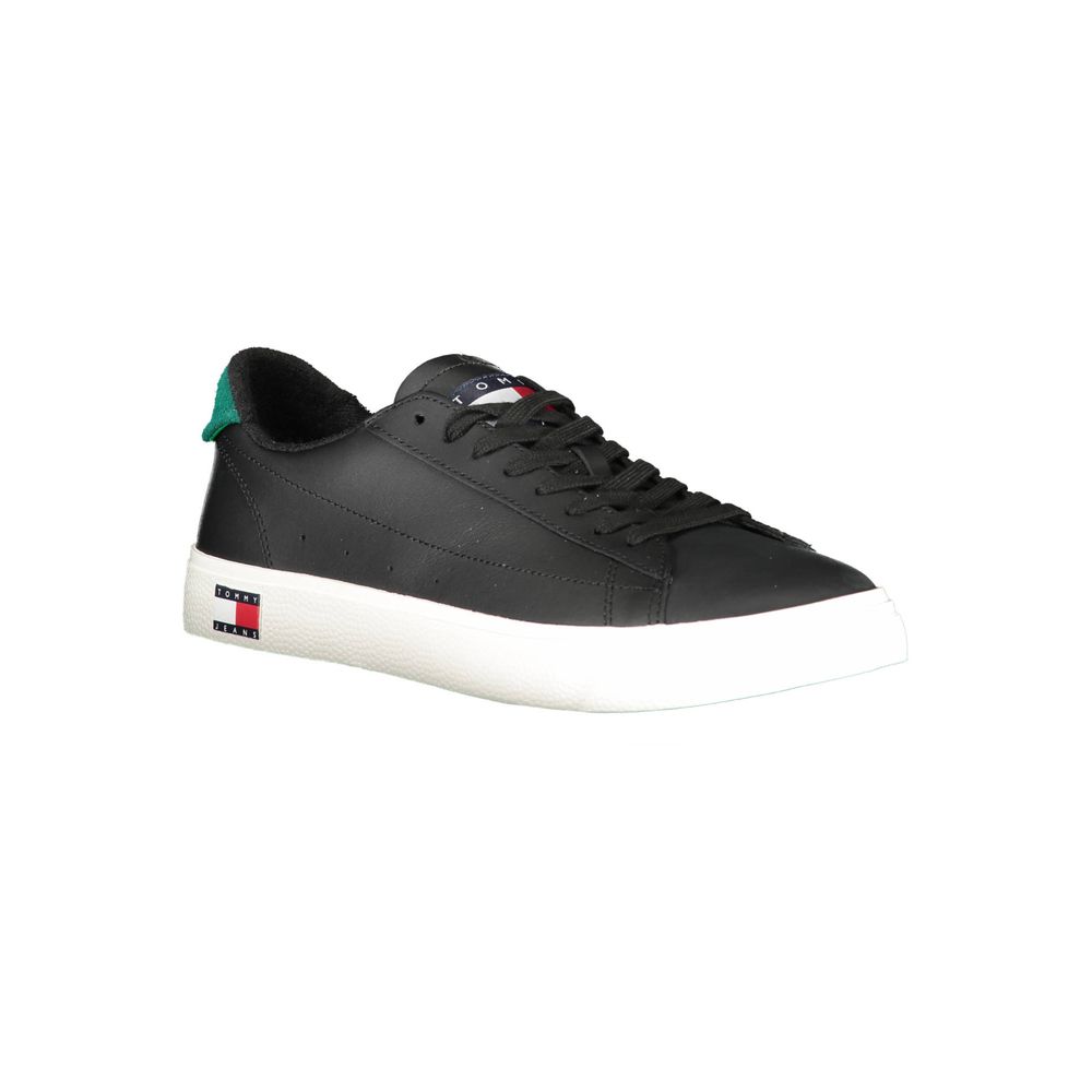 Tommy Hilfiger Black Leather Men Sneaker
