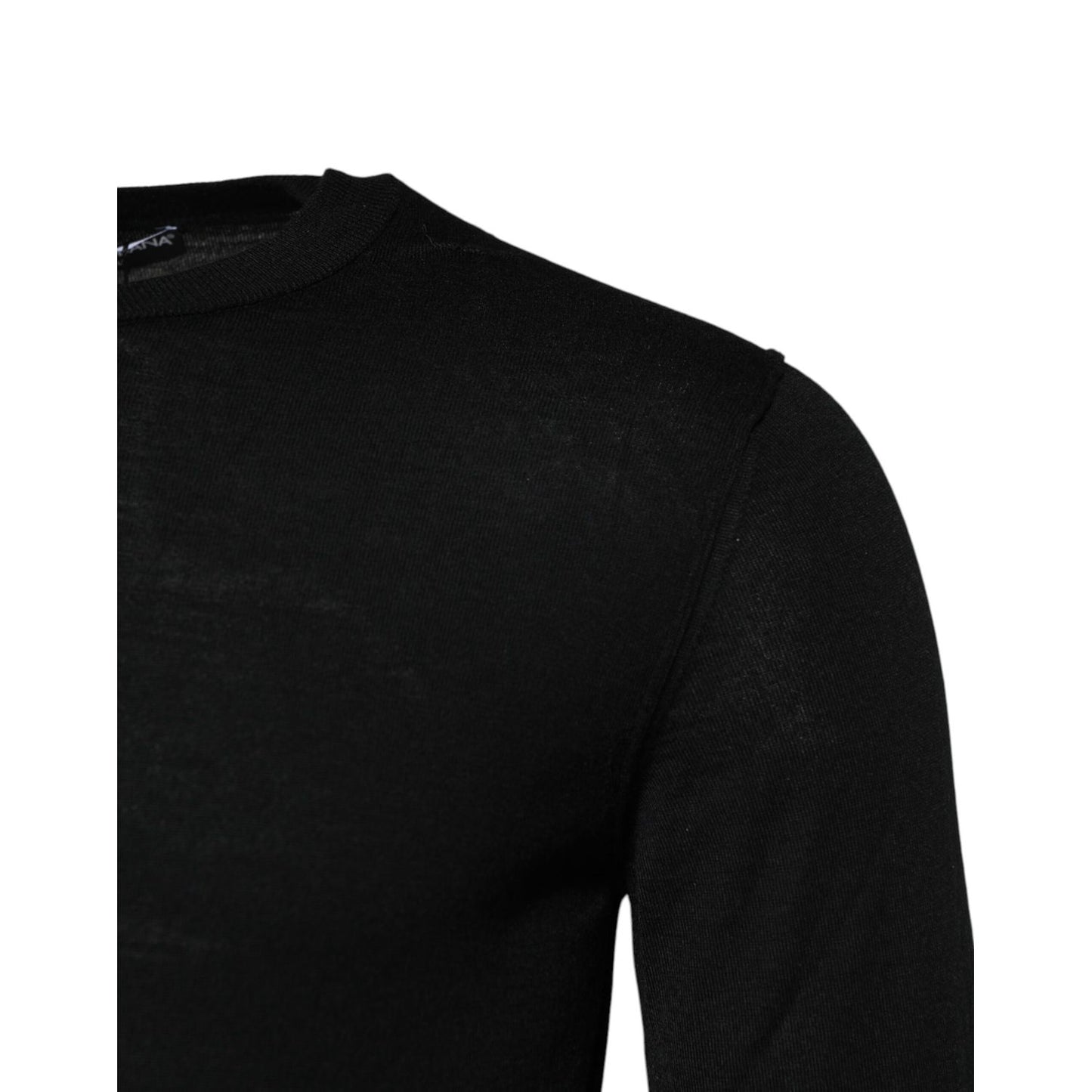 Dolce & Gabbana Black Cashmere Crew Neck Long Sleeves T-shirt