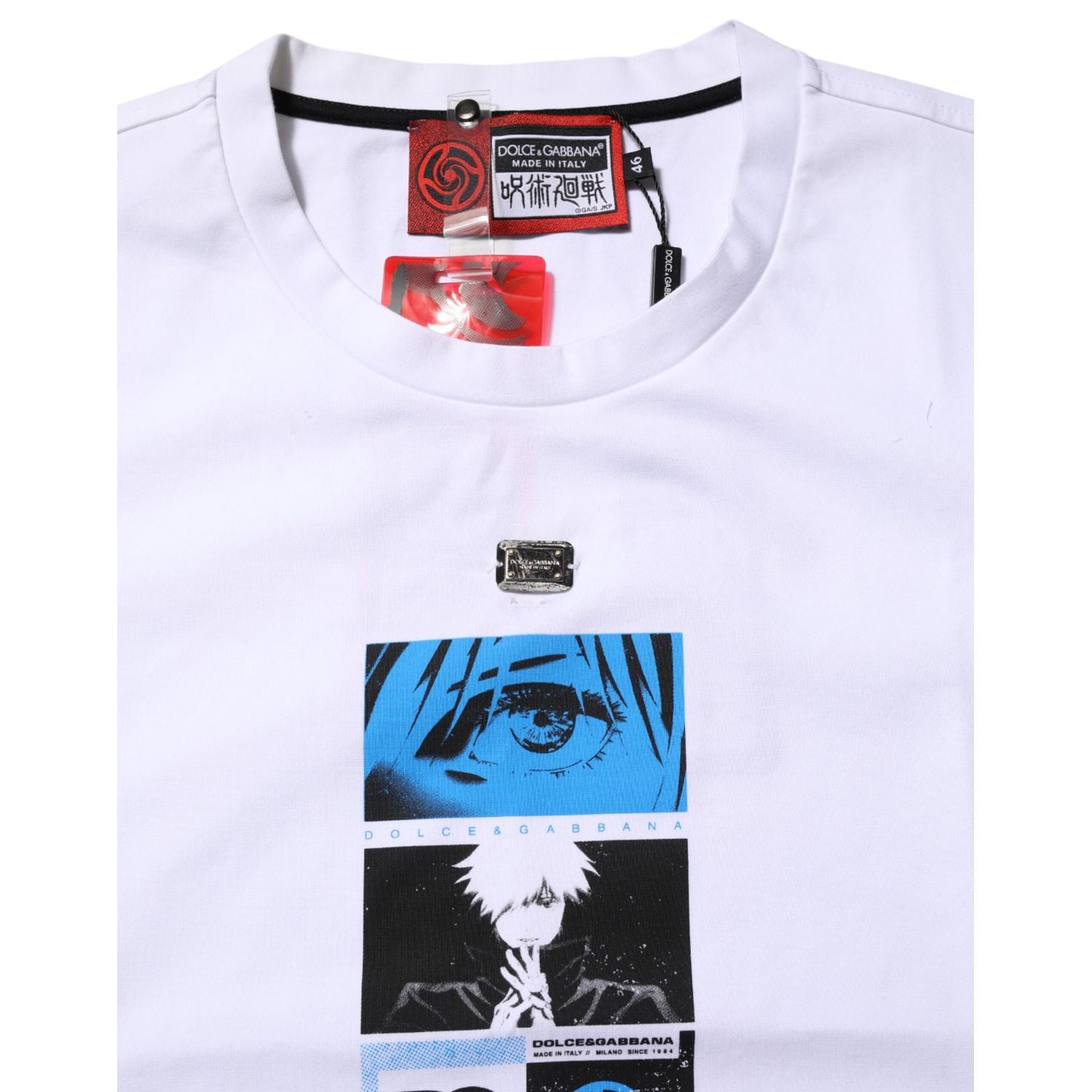 Dolce & Gabbana White Cotton Crew Neck Graphic Print T-shirt