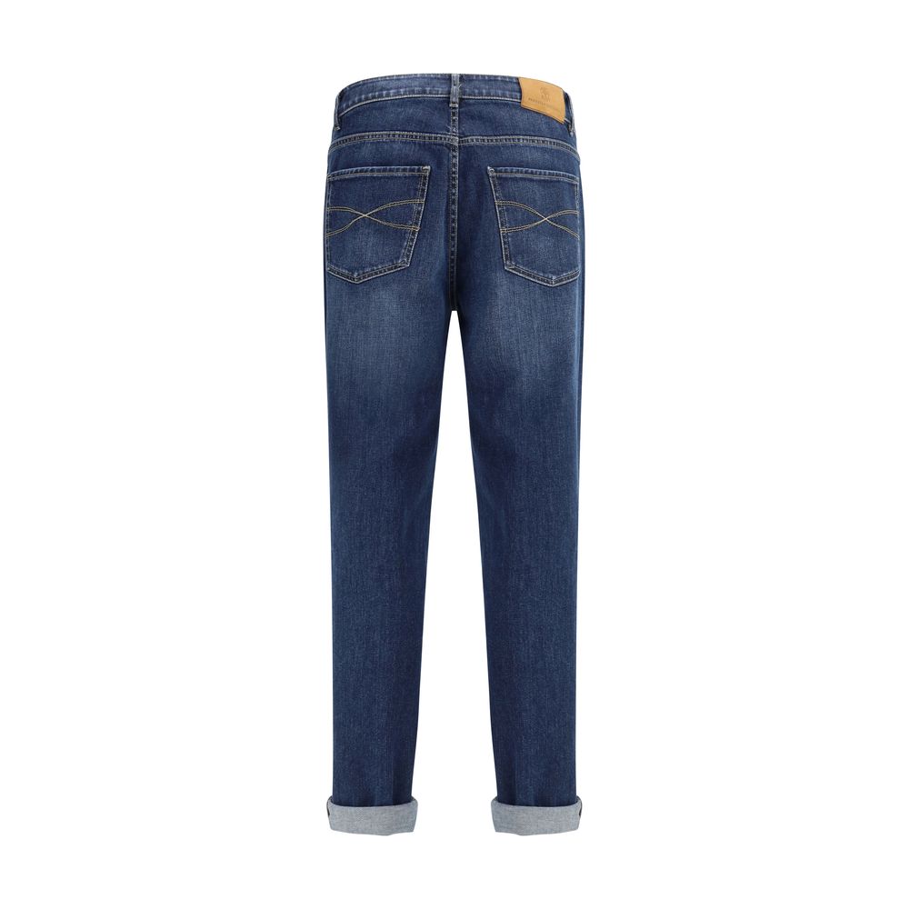 Brunello Cucinelli Blue Cotton Straight-Leg Jeans