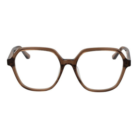 Guess Brown Women Glasses Frame, full-rim acetate with demo lenses, square style, size 53-16-140, includes branded case.